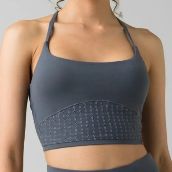PrAna Faro Bralette Sports Bra in Chalkboard. Eyelet designs. Small. Like New. - Picture 1 of 11